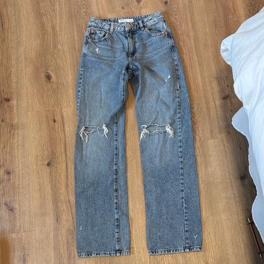 Garage Women's Straight-Leg Distressed Light Blue Jeans